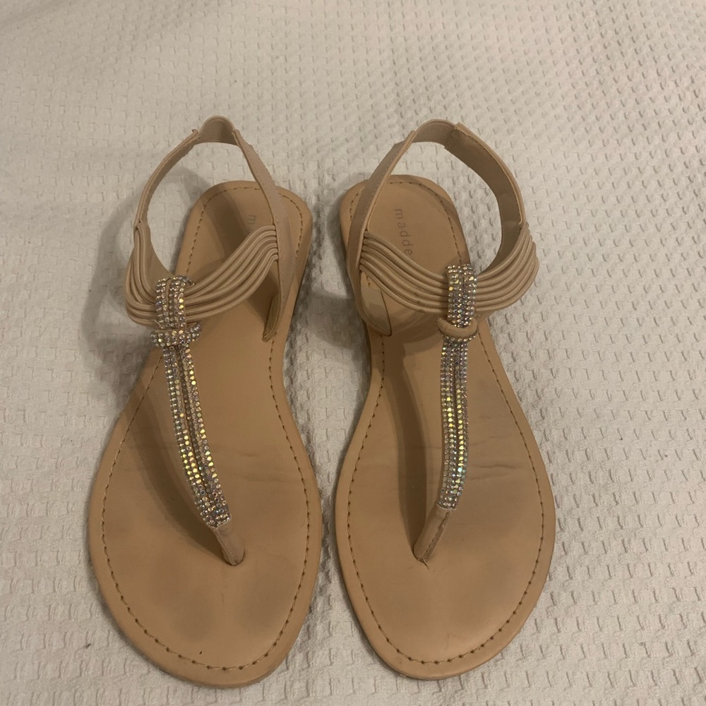 Madden Girl sandals, beige with some sparkles on top, size 7 1/2, worn twice